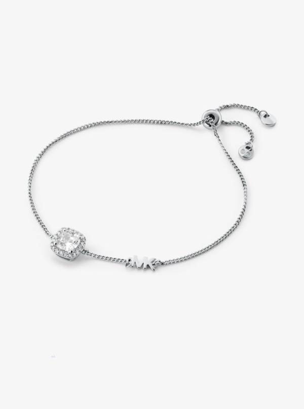 Damske Naramky Michael Kors Sterling Silver Pavé Halo Slider Strieborne - Šperky Michael Kors Levně | BZONT-2135